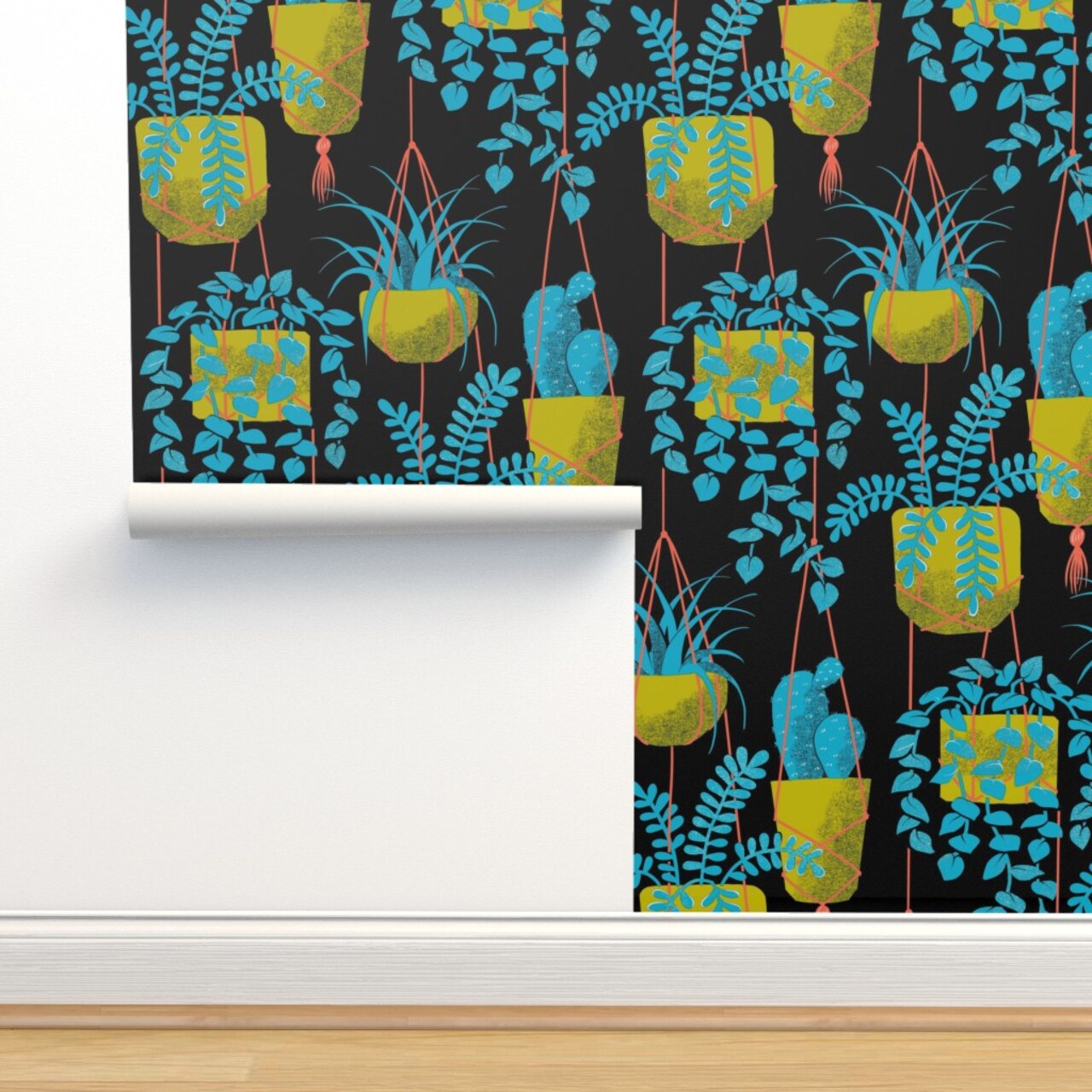 Botanical Modern Blue Large Scale Custom Removable Wallpaper by Spoonflower Peel & Stick Wallpaper 2FT Wide